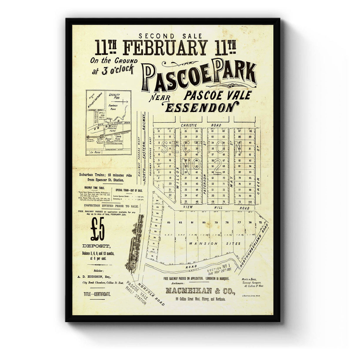 Pascoe Vale, Victoria Australia Vintage Map 2 (1888?) Vintage Maps