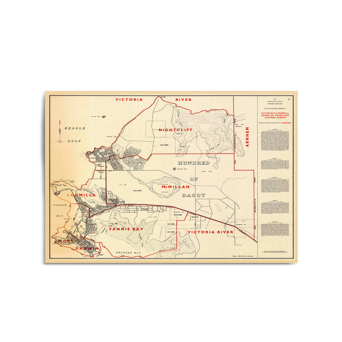Darwin Rural Map 1968 Map of Darwin & Surrounds, Northern Territory – Vintage Maps