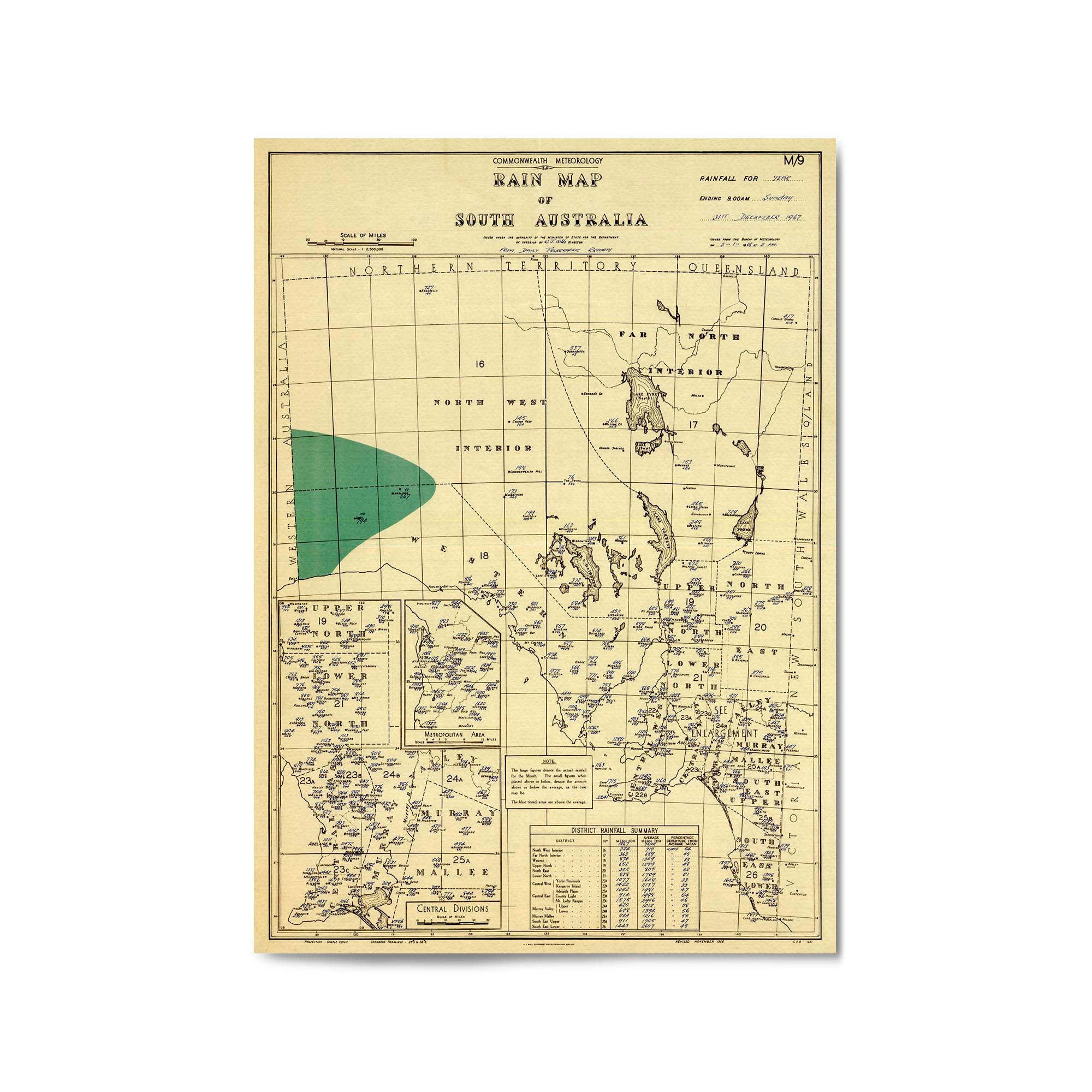 1961 Rain Map of South Australia – Vintage Maps