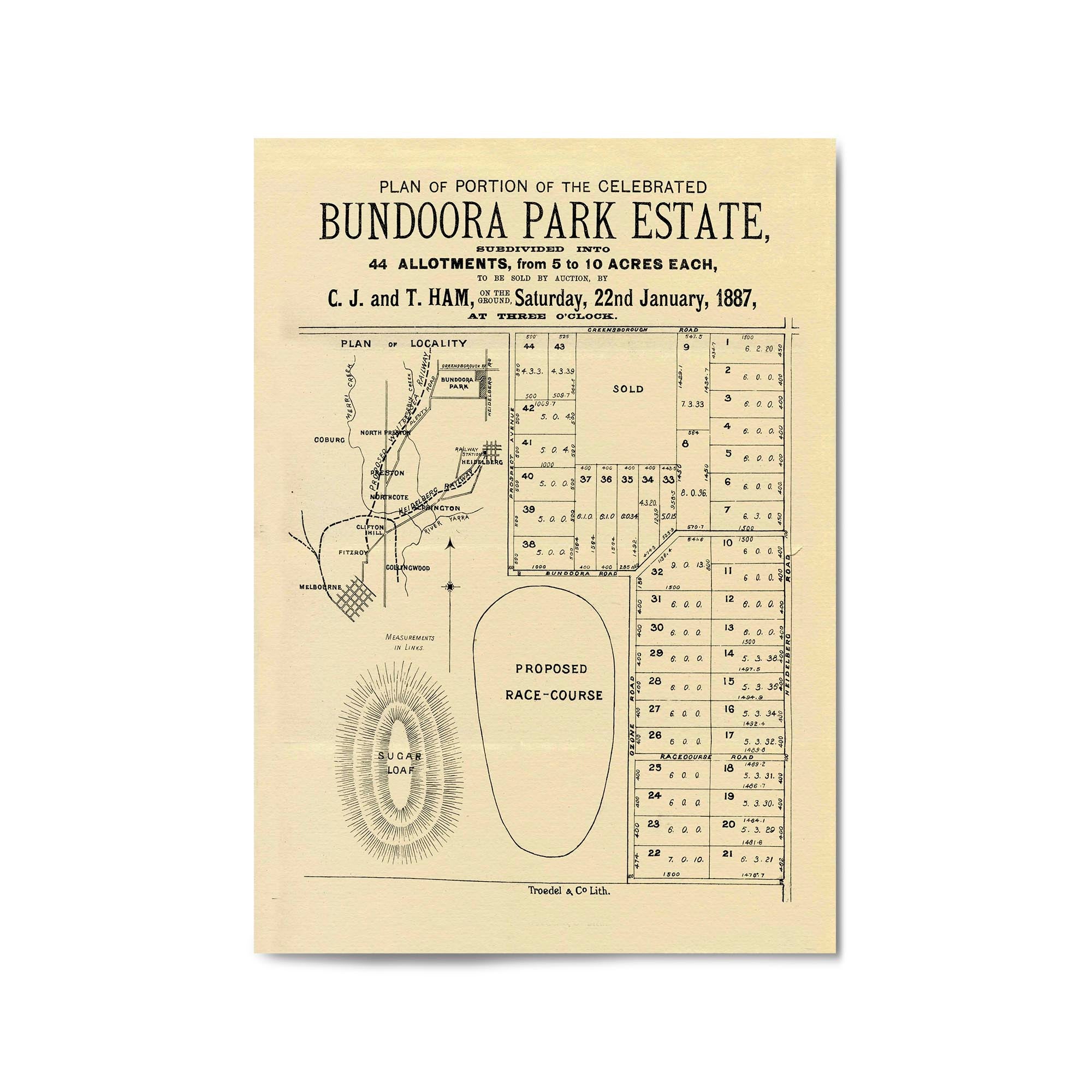 1887 Vintage Map of Bundoora, Victoria Australia – Vintage Maps