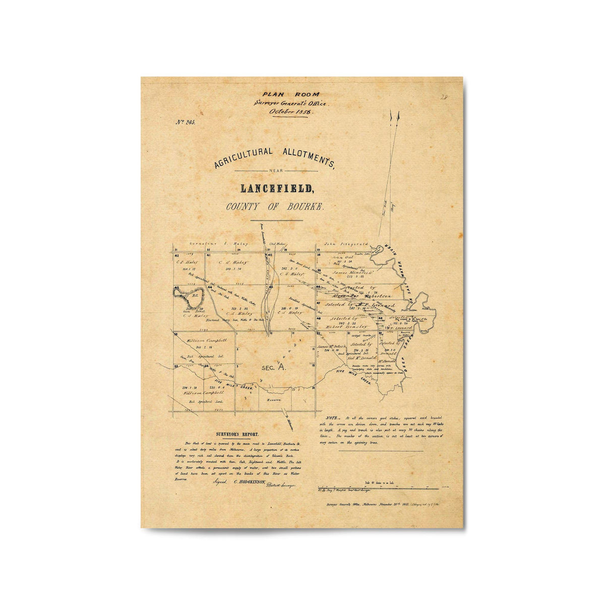 Lancefield, Victoria Australia Vintage Map #6 (1855) – Vintage Maps