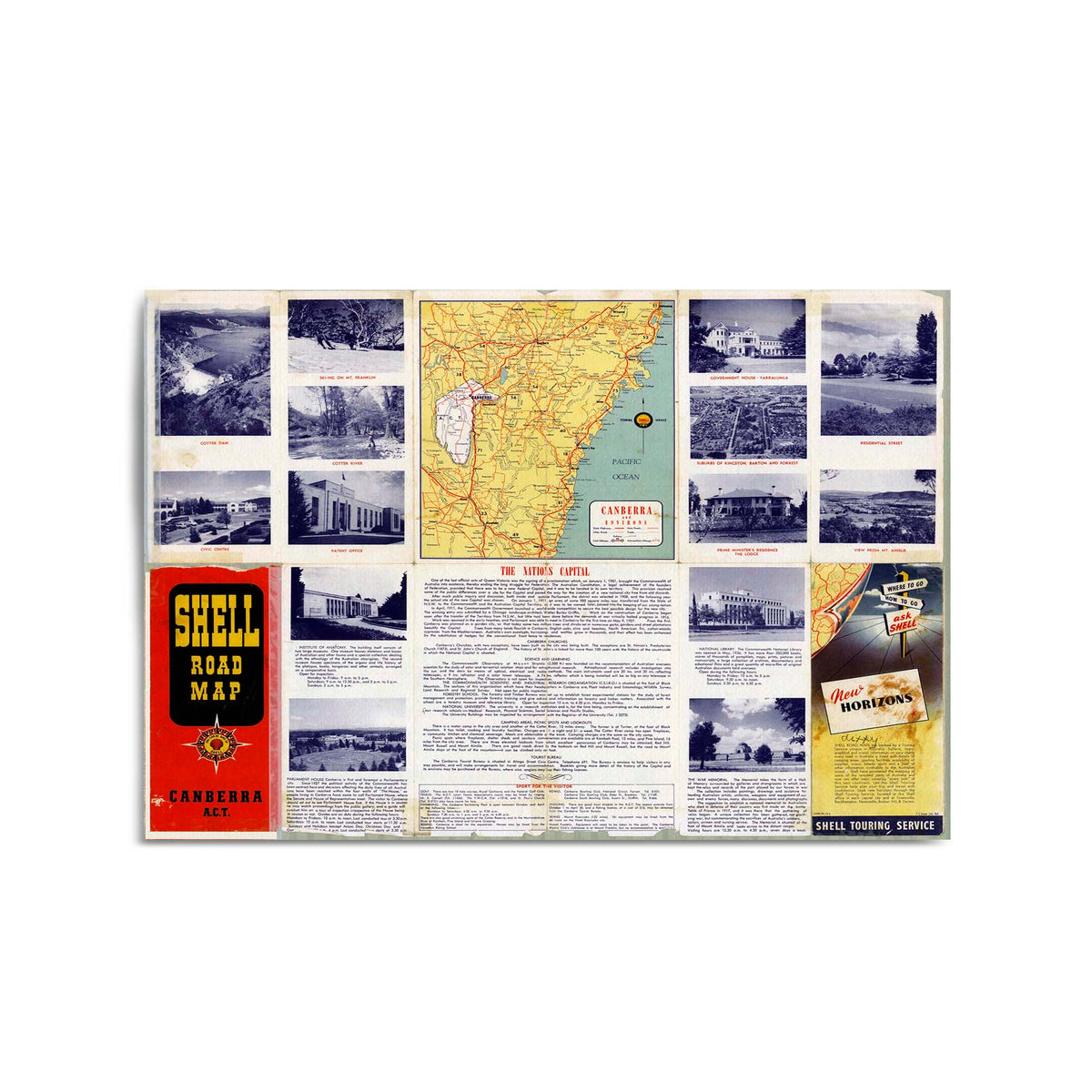 1953 Shell Road Map of the City of Canberra, Australian Capital Territ ...