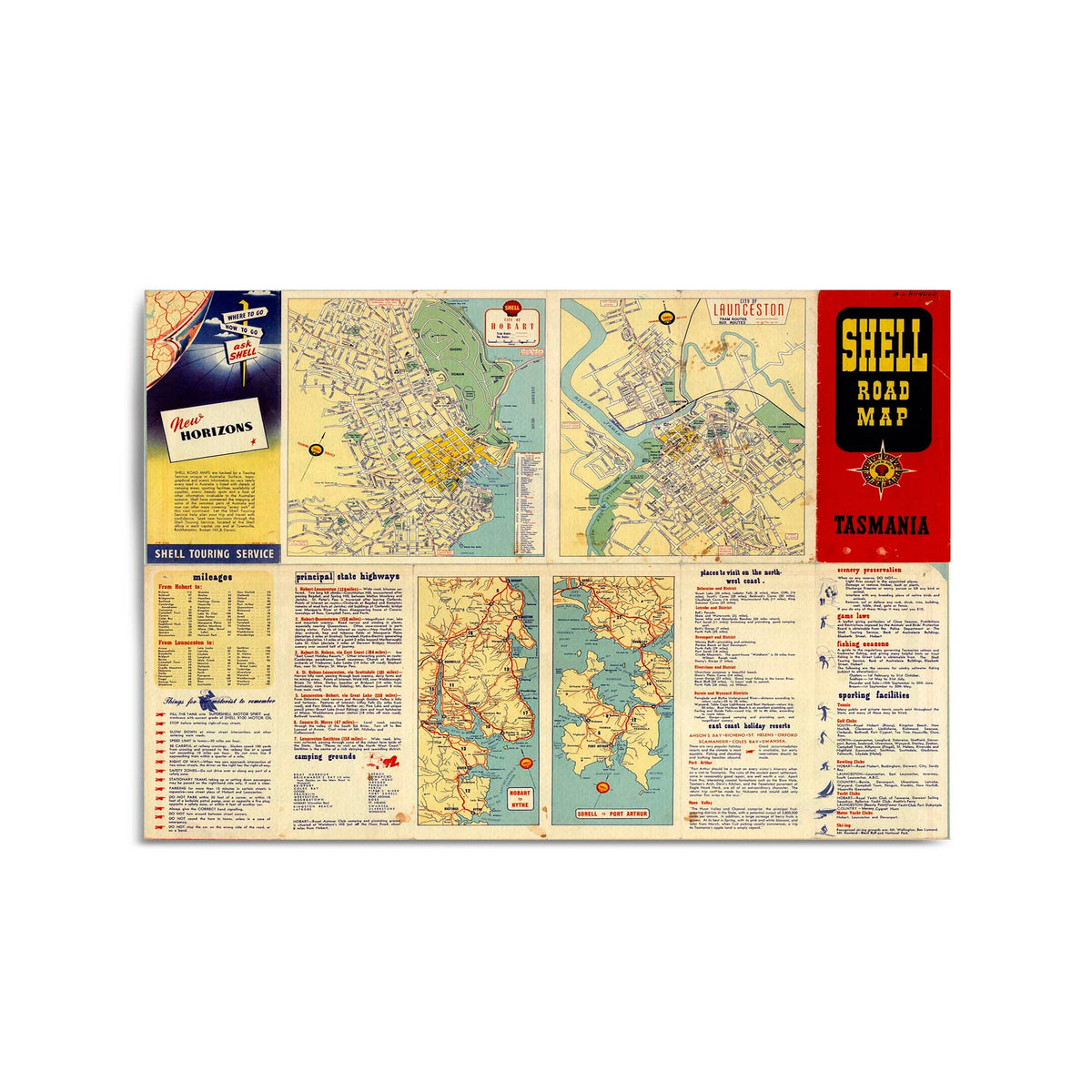 Shell Road Map 1956 Shell Road Map of Tasmania (Detail Page) – Vintage Maps