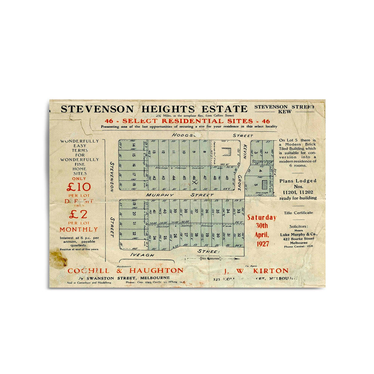 1927 Vintage Map of Kew, Victoria Australia – Vintage Maps