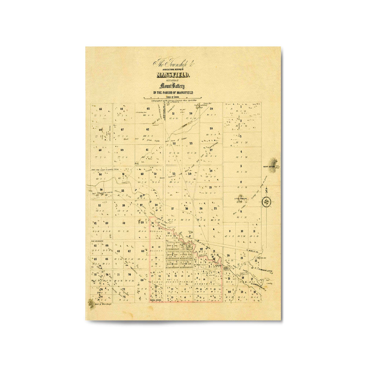 1854 Vintage Map of Mansfield, Victoria Australia – Vintage Maps