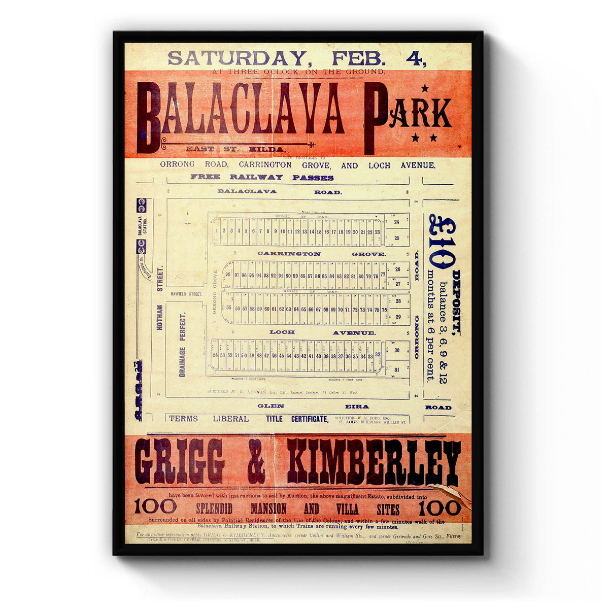 Balaclava, Victoria Australia Vintage Map 2 (1888?) Vintage Maps