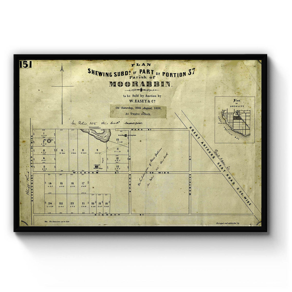 Moorabbin, Victoria Australia Vintage Map #1 (1859) – Vintage Maps