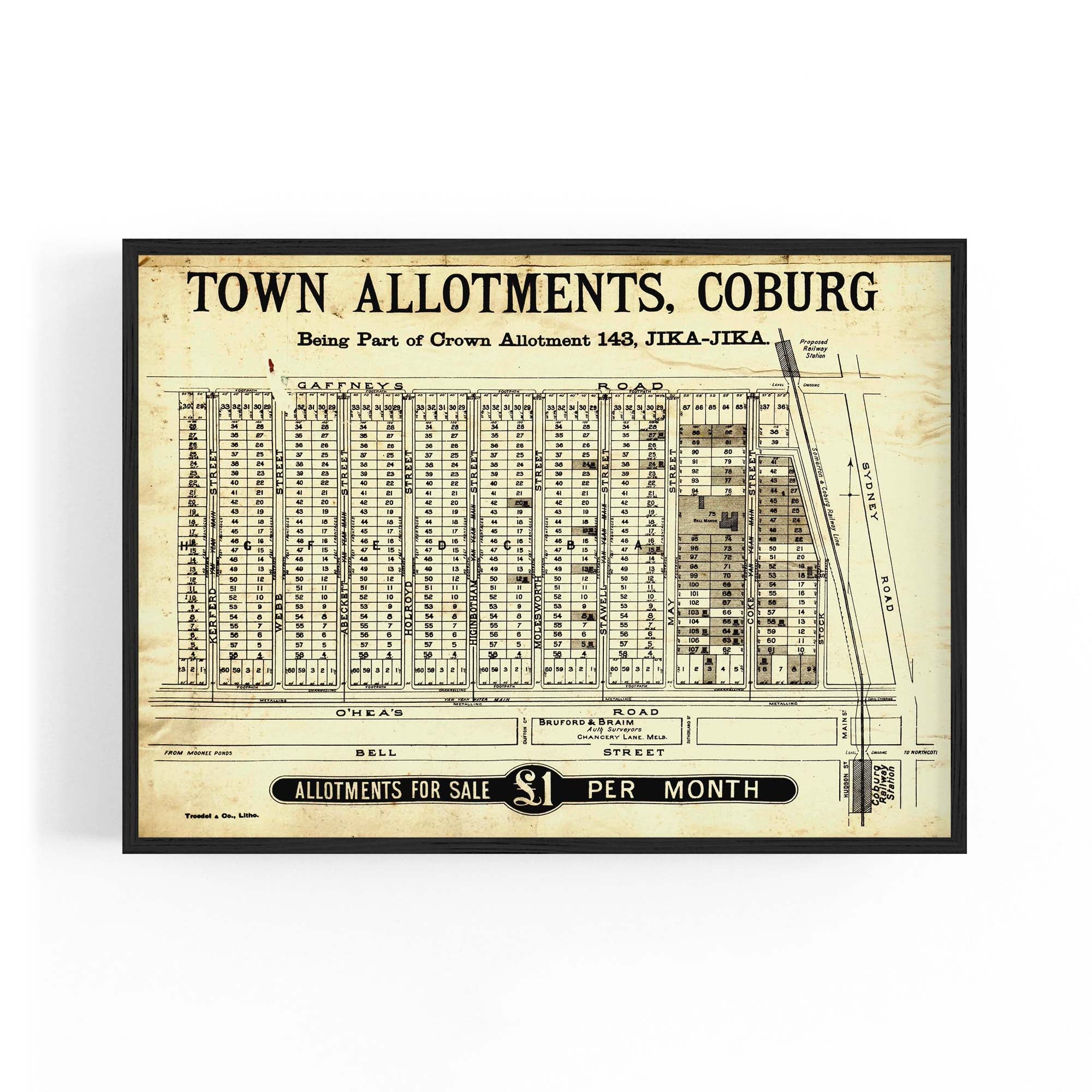 1888 Vintage Map of Coburg, Victoria Australia – Vintage Maps