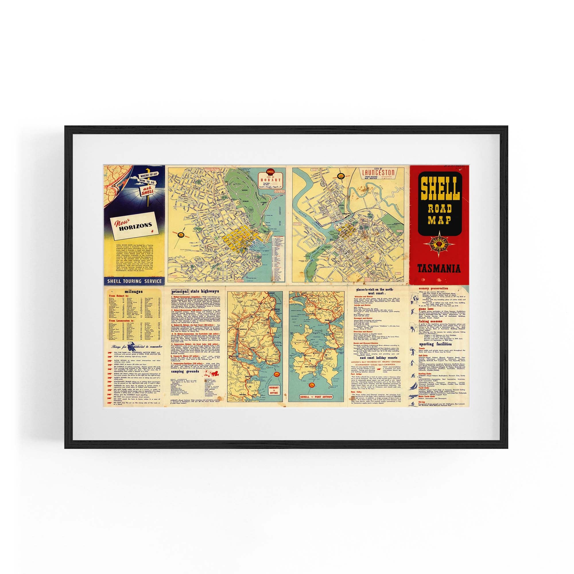 Shell Road Map 1956 Shell Road Map of Tasmania (Detail Page) – Vintage Maps