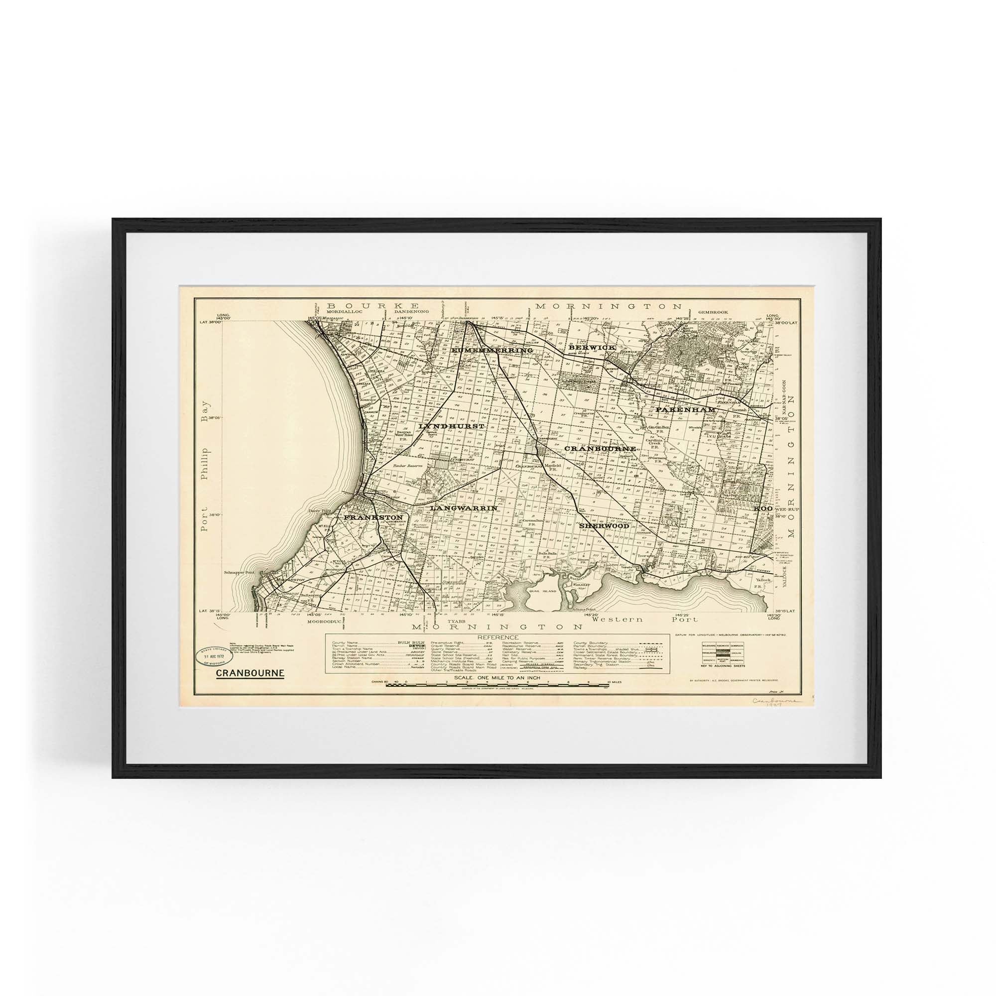 1937 Vintage Map of the Cranbourne & Frankston Region, Victoria Austra ...