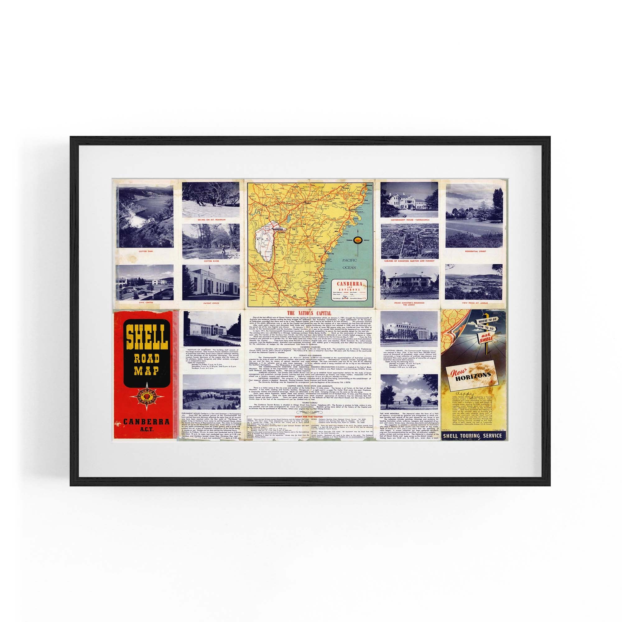 1953 Shell Road Map of the City of Canberra, Australian Capital Territ ...