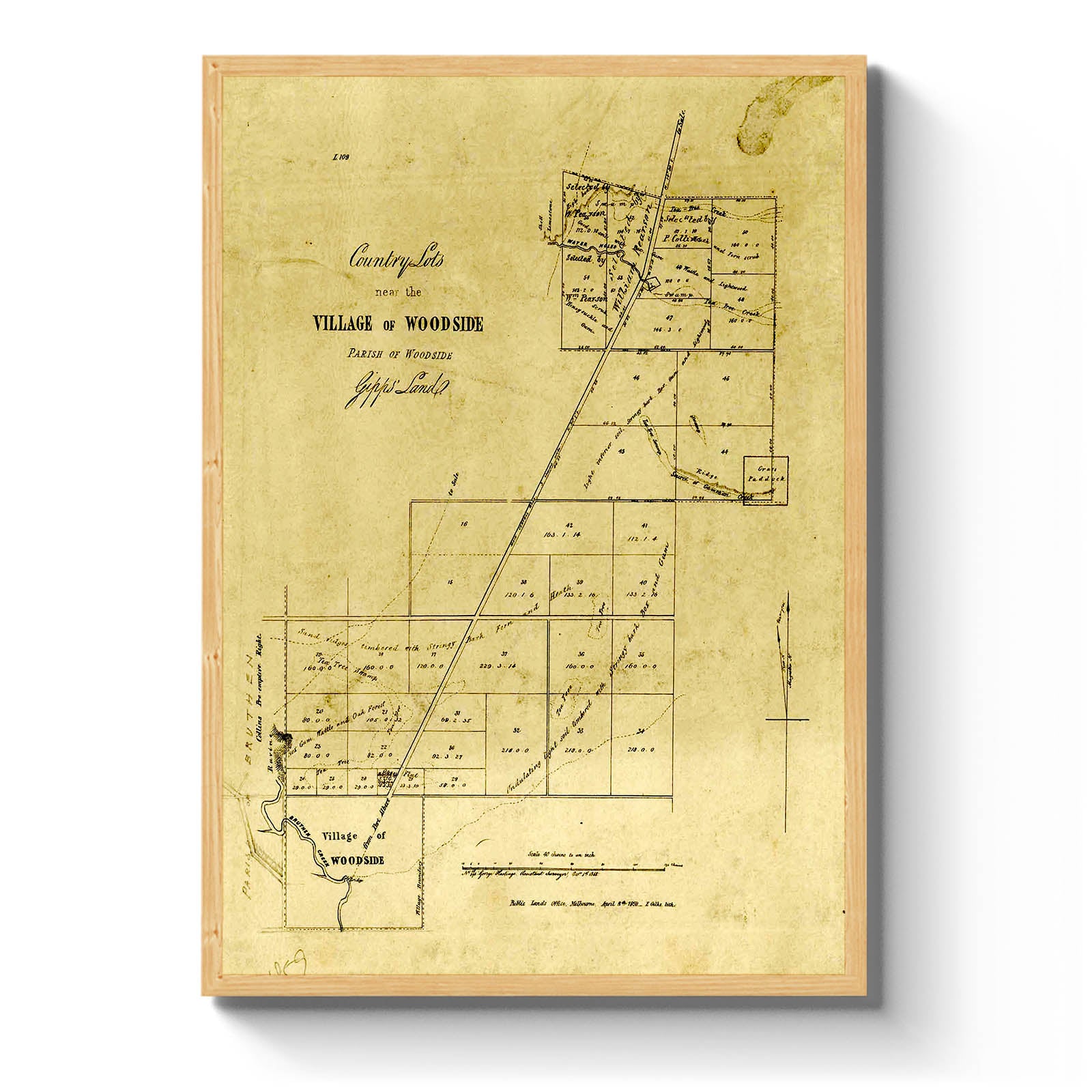 Woodside, Victoria Australia Vintage Map 1 (1859) Vintage Maps