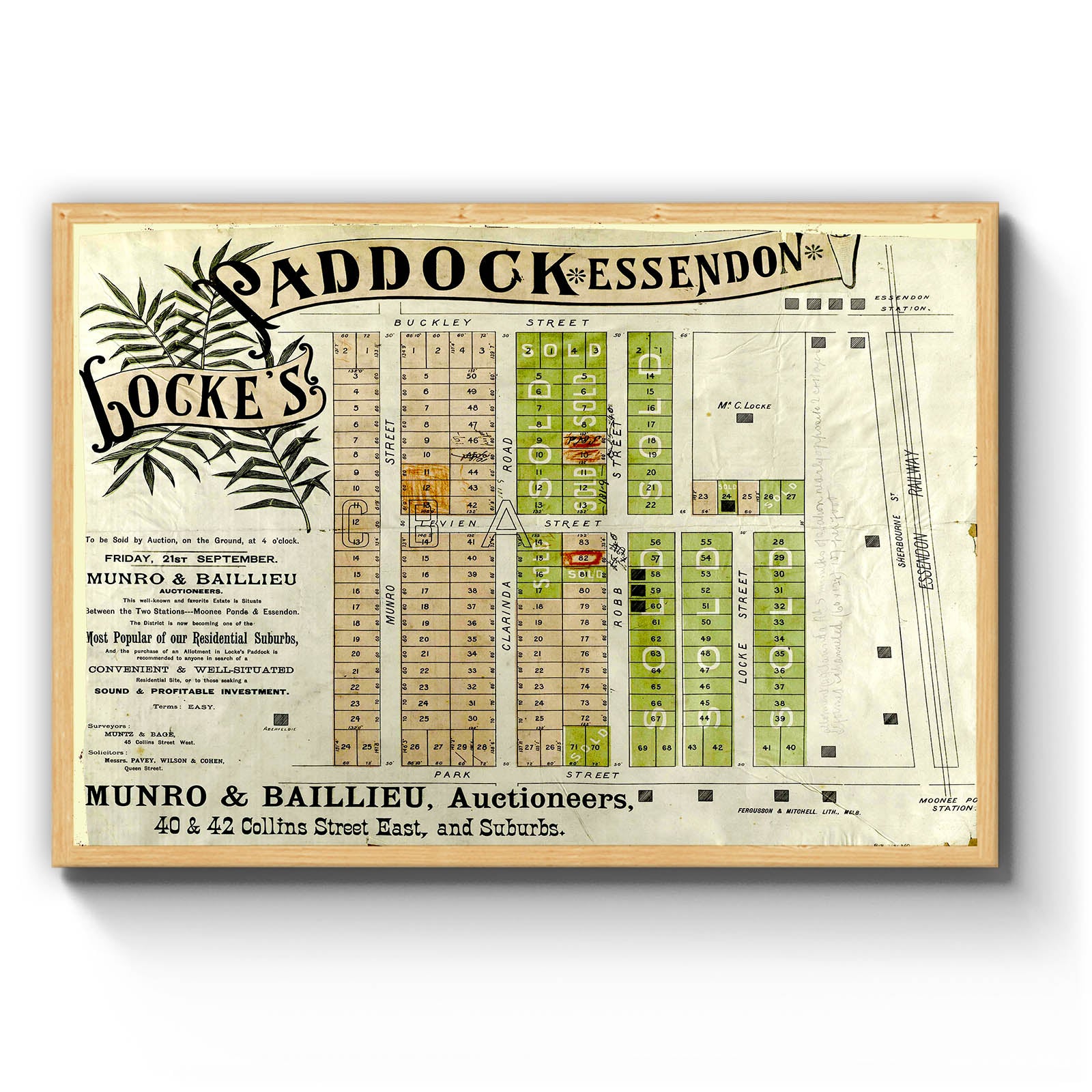 Essendon, Victoria Australia Vintage Map 5 (18?) Vintage Maps