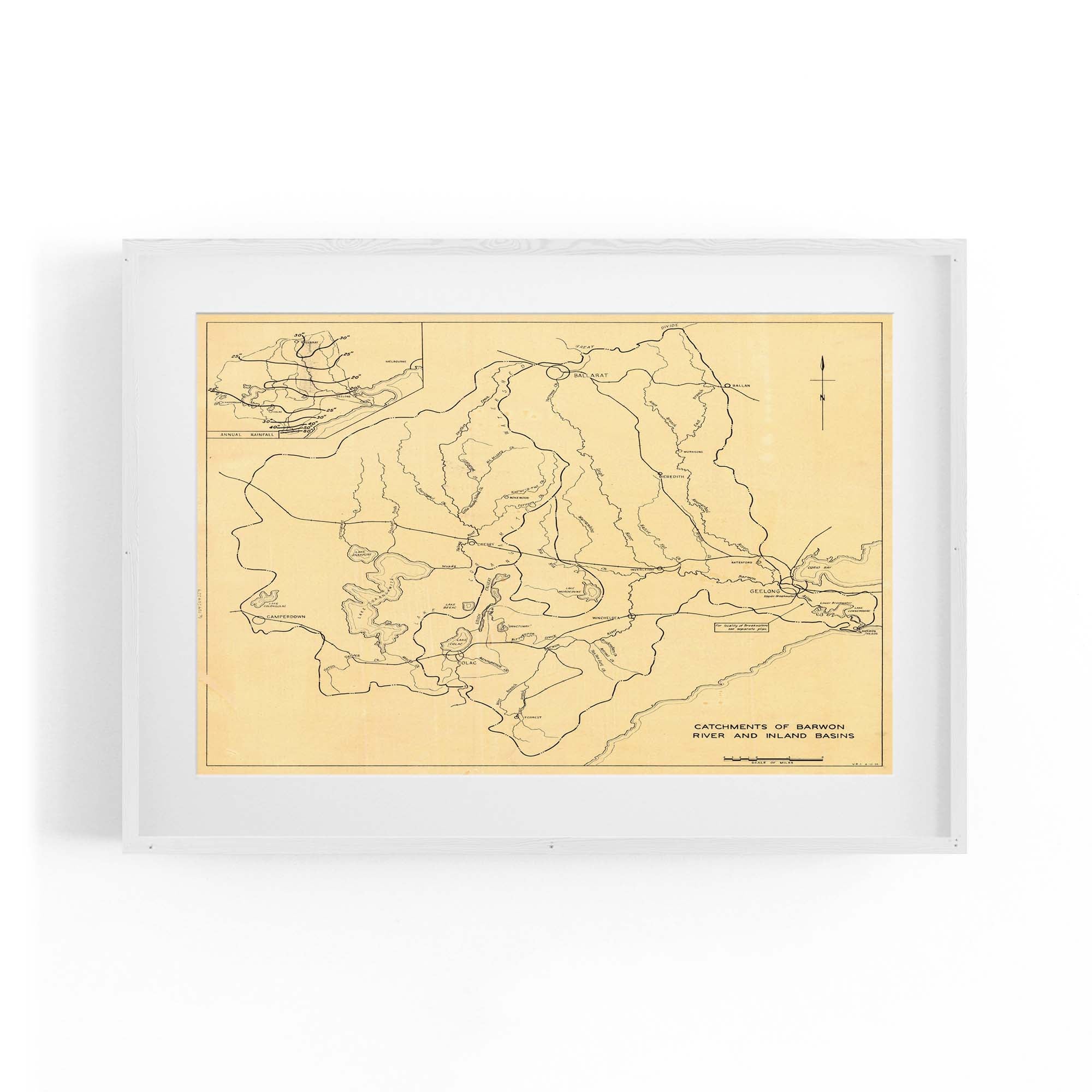 1855 Map of Catchments of Barwon River – Vintage Maps