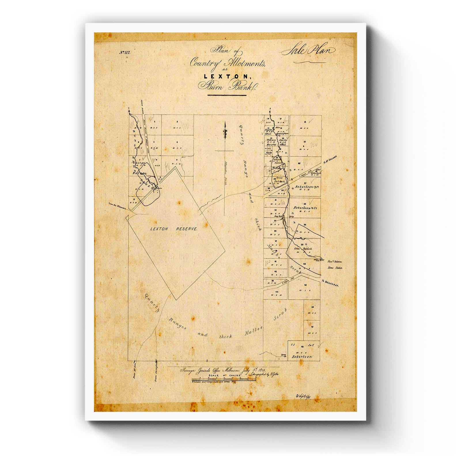 Lexton, Victoria Australia Vintage Map #5 (1855) – Vintage Maps