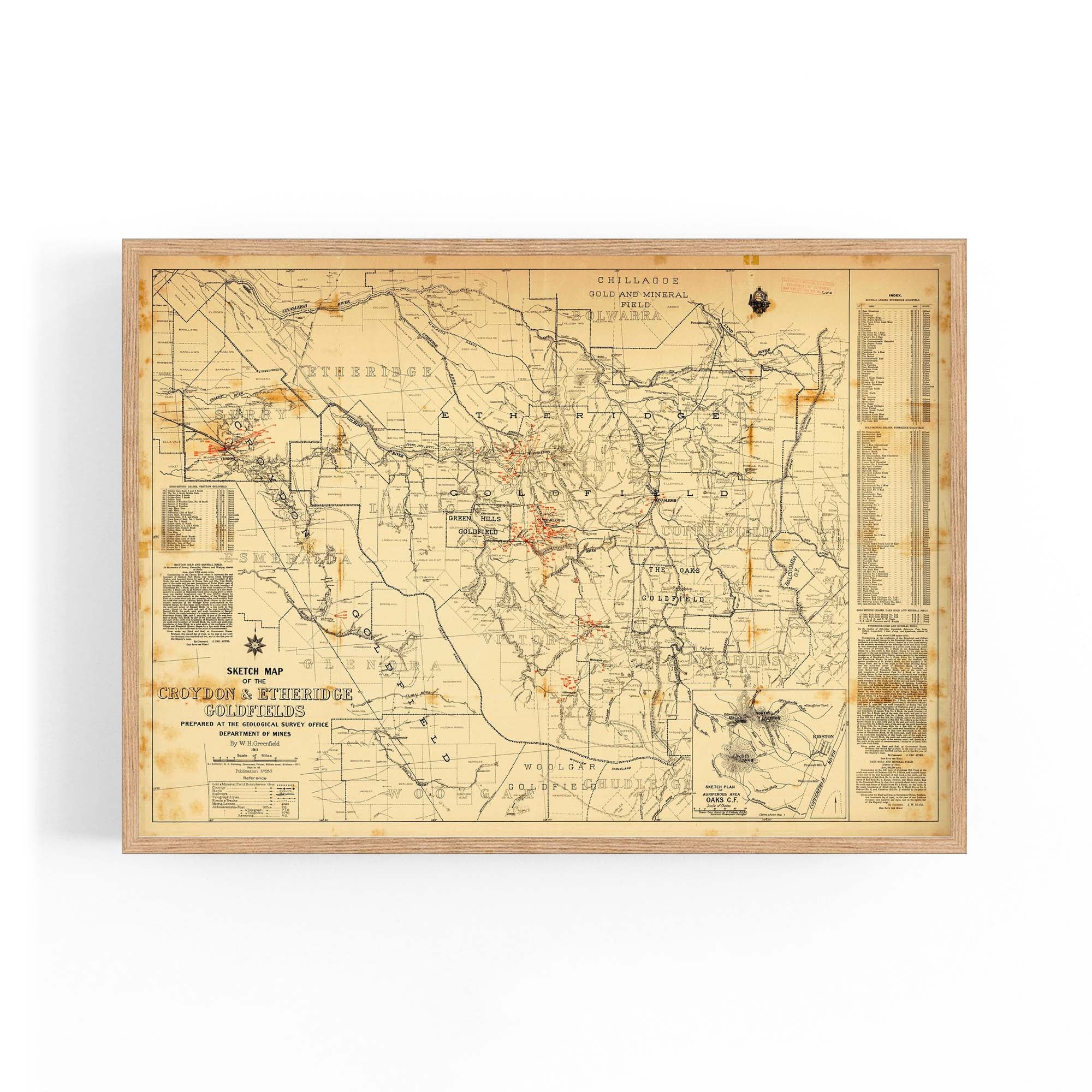 1911 Map of the Croydon & Etheridge Goldfields, Queensland – Vintage Maps