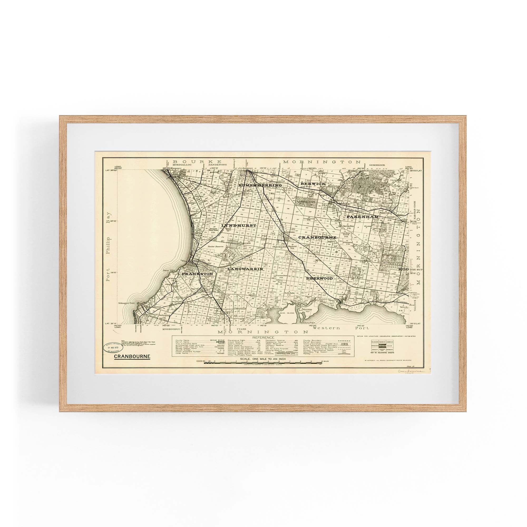 1937 Vintage Map of the Cranbourne & Frankston Region, Victoria Austra ...