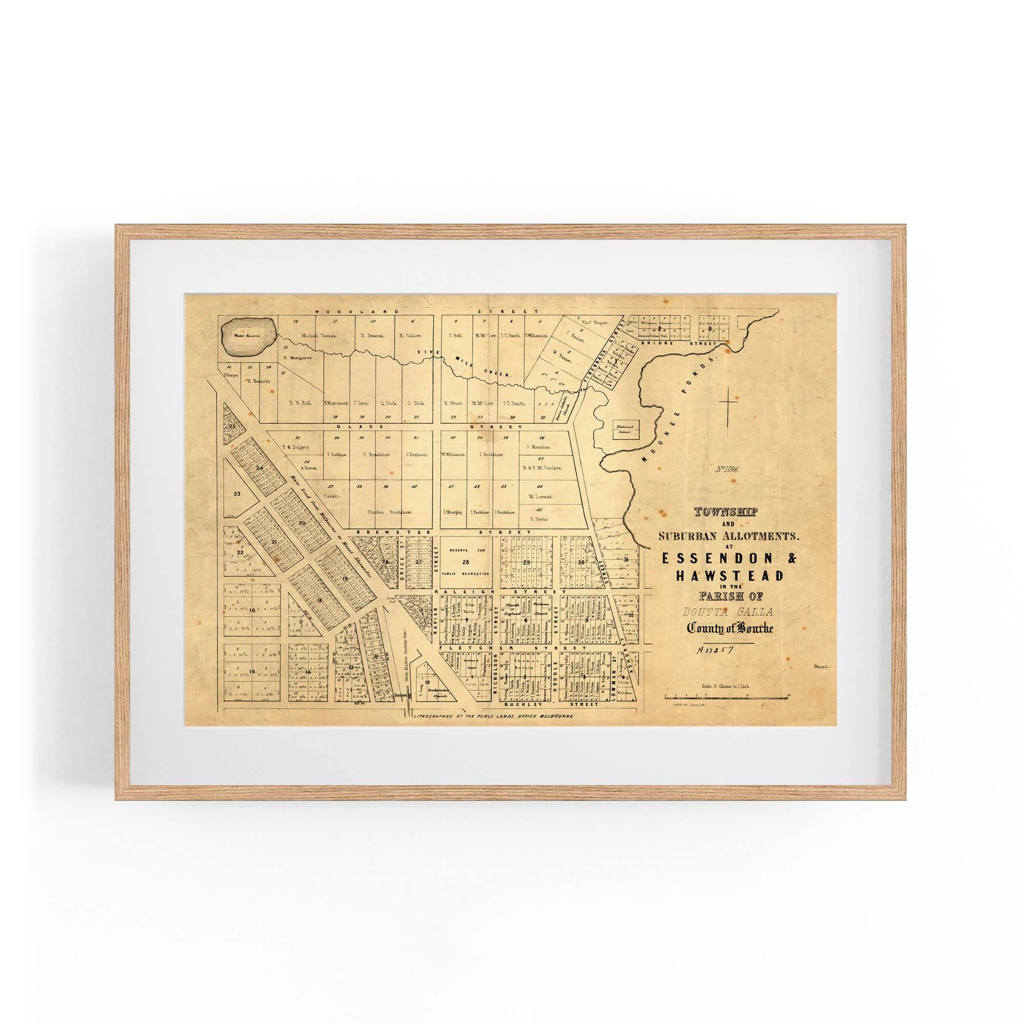 1856 Vintage Map of Essendon, Victoria Australia Vintage Maps
