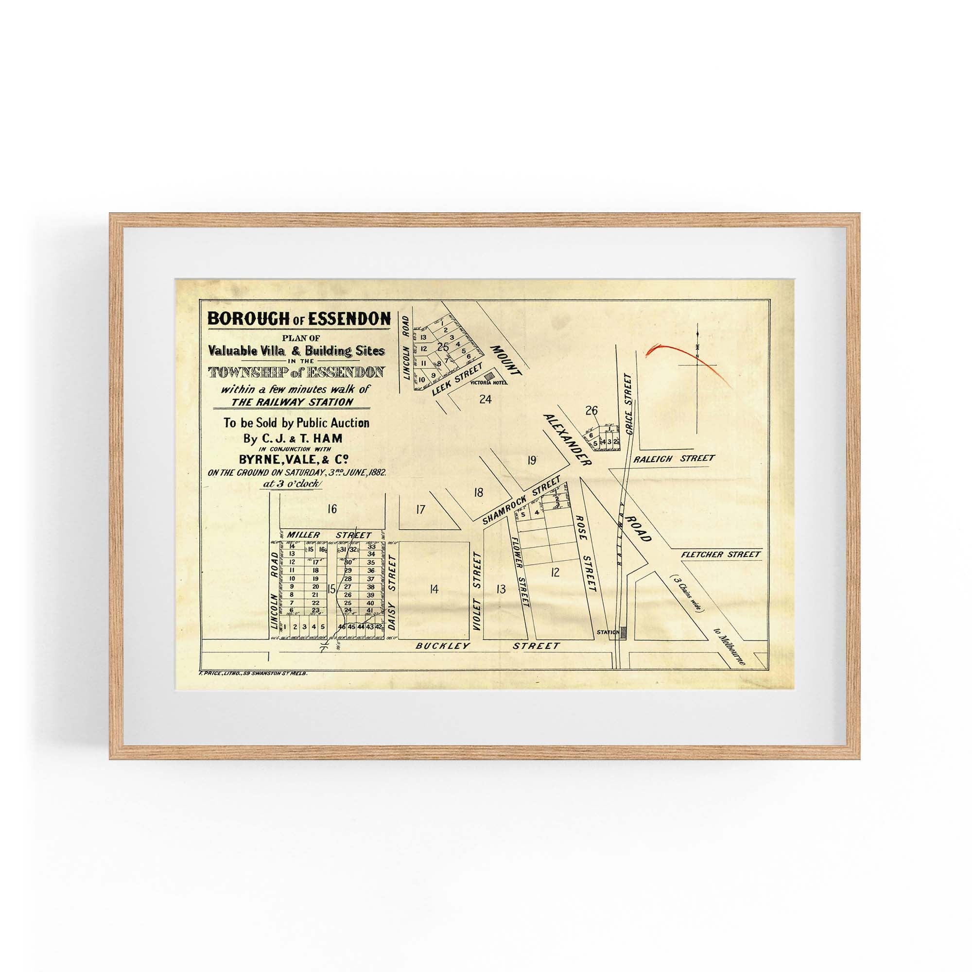 1882 Vintage Map of Essendon, Victoria Australia Vintage Maps