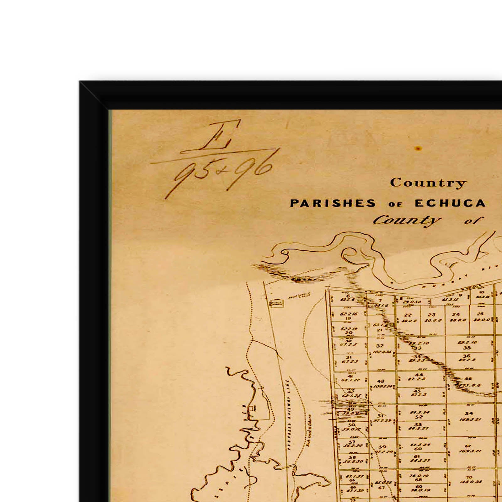 Echuca Postcode Echuca, Victoria Australia Vintage Map #9 (186-?) – Vintage Maps