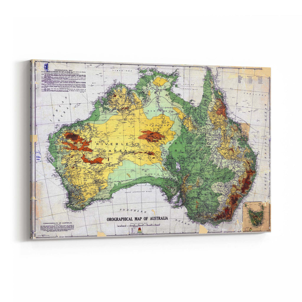 1918 Orographical Map of Australia – Vintage Maps