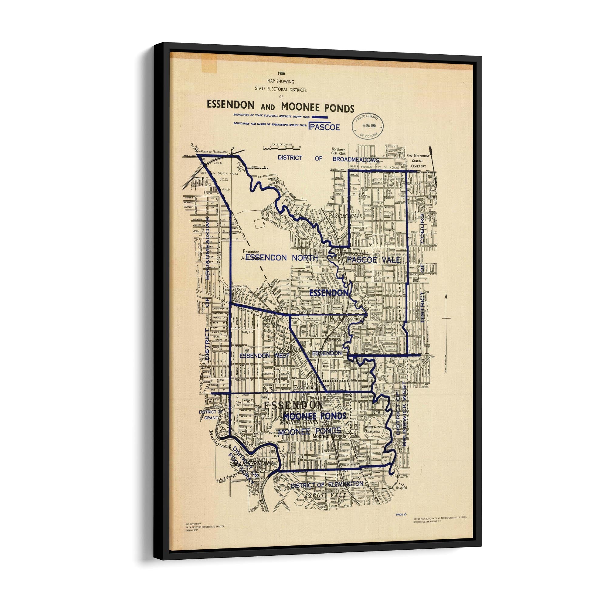 1956 Map of Essendon, Moonee Ponds & Surrounds, Victoria Vintage Maps