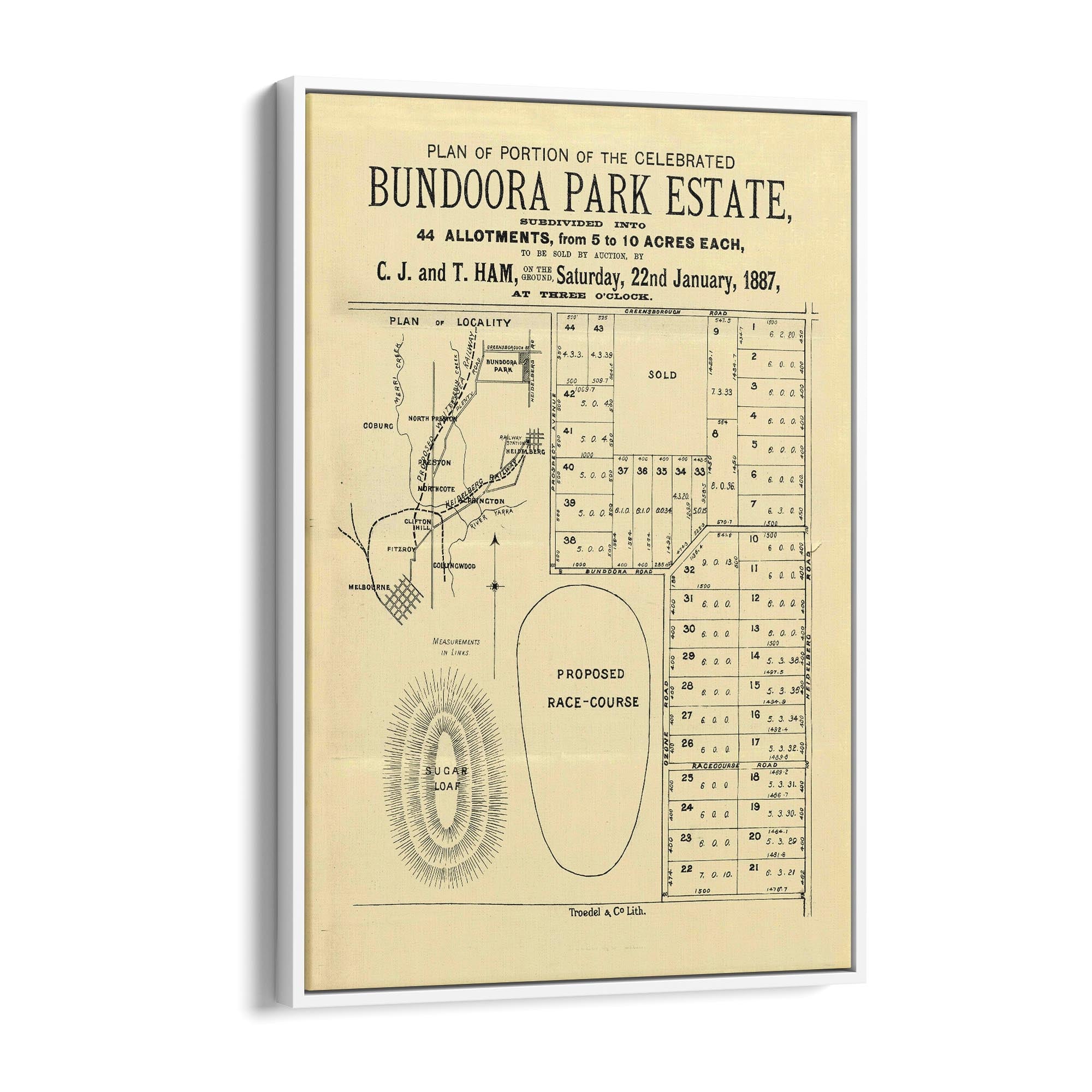 Bundaroo Map 1887 Vintage Map of Bundoora, Victoria Australia – Vintage Maps